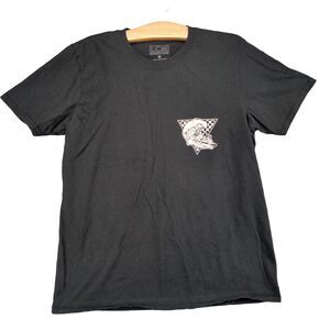 LCM Skeleton Surfing T-Shirt Mens Medium Short Sleeve Black Crew Neck Cotton